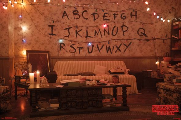 Plakat z serialu Stranger Things Alfabet na ścianie