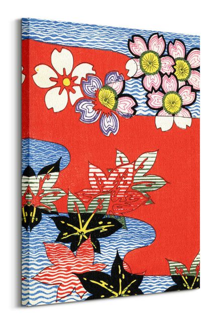 Vintage Japanese Flowers - obraz na płótnie