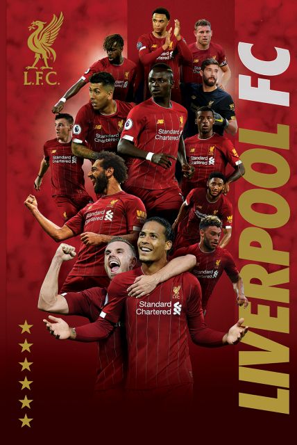 Mohamed Salah Virgil van Dijk Sadio Mané piłkarze Liverpool FC plakat sportowy