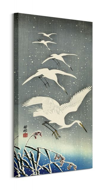White Birds in Snow - obraz na płótnie