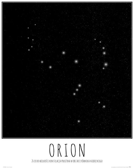 Orion konstelacja gwiazd z opisem - plakat
