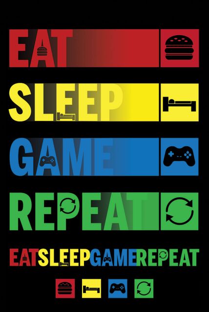Eat Sleep Game Repeat - plakat