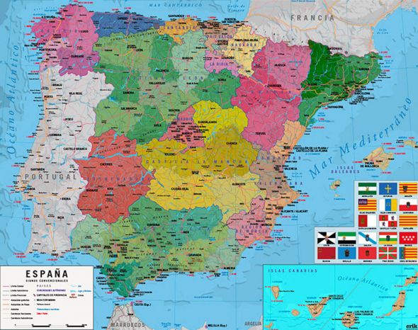 Mapa Hiszpanii - plakat