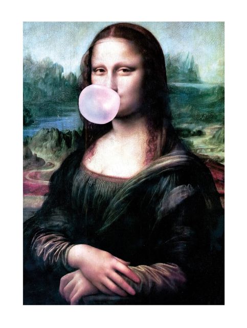 Mona Lisa is Blowing Bubbles - pocztówka