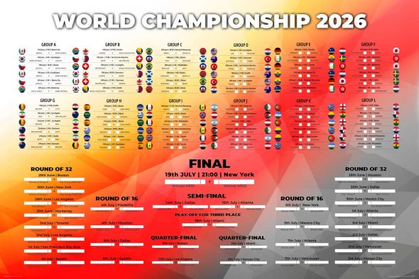 Tabela Mistrzostw Świata w Piłce Nożnej 2026 World Cup - plakat w wersji angielskiej