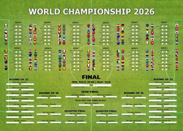 Tabela Mistrzostw Świata w Piłce Nożnej 2026 World Cup - plakat w wersji angielskiej