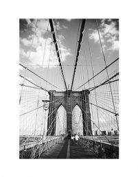 reprodukcja z czarno-białym zdjęciem Brooklyn Bridge