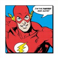 Komiksowa reprodukcja przedstawiająca Flasha