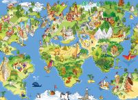 Mapa Świata dla dziecka - fototapeta