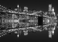 New York (Brooklyn Bridge night BW) - fototapeta