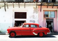 Havana Cuba, cadillac - fototapeta