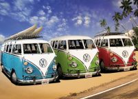 Plakat na ścianę z trzema Volkswagenami Camperami