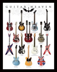 Gitary - różne rodzaje - plakat