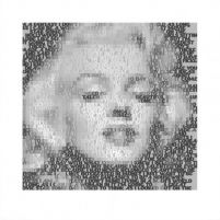 twarz Marilyn Monroe złożona z napisów