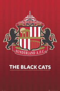 Herb Sunderland A.F.C. na plakacie podpisanym The Blacks Cats