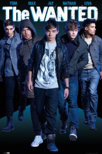 Plakat z podpisanymi członkami boysbandu The Wanted