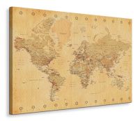 World Map - Vintage Style - Obraz na płótnie