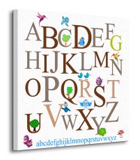 Kwadratowy canvas z alfabetem do pokoju dziecięcego