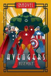 Avengers - komiksowy plakat Marvela w stylu Deco 61x91,5 cm