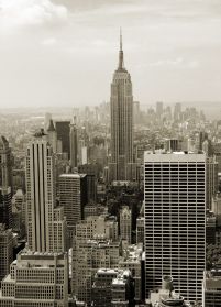 Manhattan panorama w sepii - fototapeta