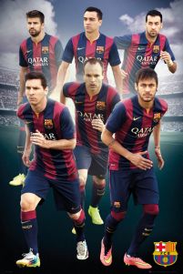 plakat z zawodnikami klubu FC Barcelona na sezon 2014/2015