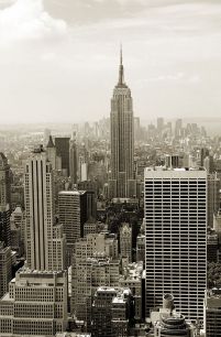 Manhattan panorama - sepia - fototapeta