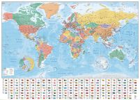 Mapa świata z flagami państw - plakat