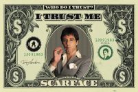 plakat do filmu Scarface z Tony Montana na banknocie dolara