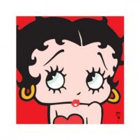 Reprodukcja o wymiarach 40x40 cm z Betty Boop na czerwonym tle