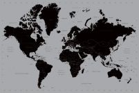 Mapa świata Srebrna - plakat