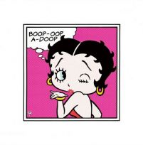 kwadratowa reprodukcja z Betty Boop przesyłającą całusa