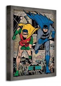 Obraz na płótnie przedstawia biegnącego Batmana i Robina