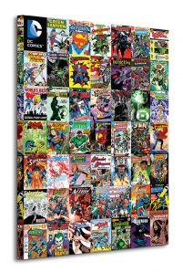 Obraz na płótnie przedstawia okładki komiksów DC COMICS