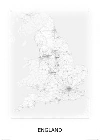 artystyczna mapa ścienna zatytułowana England, black&white