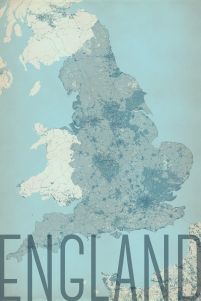 stylowa mapa ścienna o wymiarach 61x91,5 cm zatytułowana England, vintage