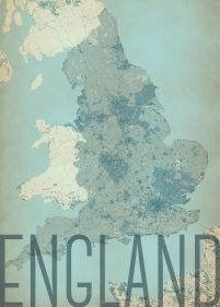 artystyczna mapa ścienna o wymiarach 50x70 cm zatytułowana England, vintage