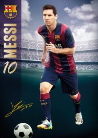 plakat Leo Messi-ego w klubowych barwach FC Barcelony