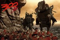 Matowy plakat ze sceną walki Spartan z filmu 300 Spartan