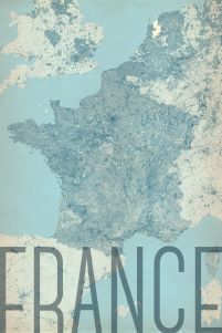 stylowa mapa ścienna o wymiarach 61x91,5 cm zatytułowana France, vintage