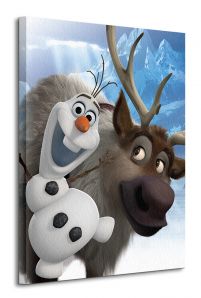 Obraz na płótnie przedstawia Olafa i Svena z Frozen
