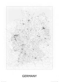 artystyczna mapa ścienna zatytułowana Germany, black&white