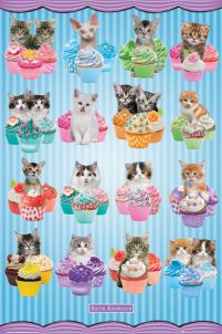 plakat z kotkami i babeczkami autorstwa Keith Kimberlin