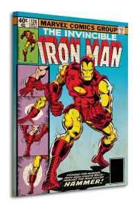 Obraz na płótnie przedstawia Iron Mana na niebieskim tle