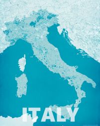 artystyczna mapa ścienna zatytułowana Italy, modern blue