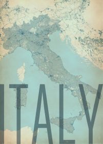 artystyczna mapa ścienna o wymiarach 50x70 cm zatytułowana Italy, vintage