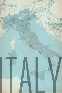 stylowa mapa ścienna o wymiarach 61x91,5 cm zatytułowana Italy, vintage