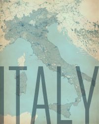 artystyczna mapa ścienna zatytułowana Italy, vintage
