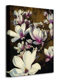 Perspektywa obrazu na płótnie przedstawiającego kwitnącą magnolię