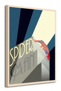 Obraz przedstawia Spidermana na kremowym tle