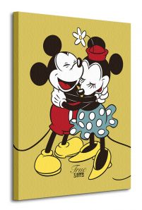 Obraz o wymiarach 60x80 przedstawia przytulającą się Myszkę Miki
